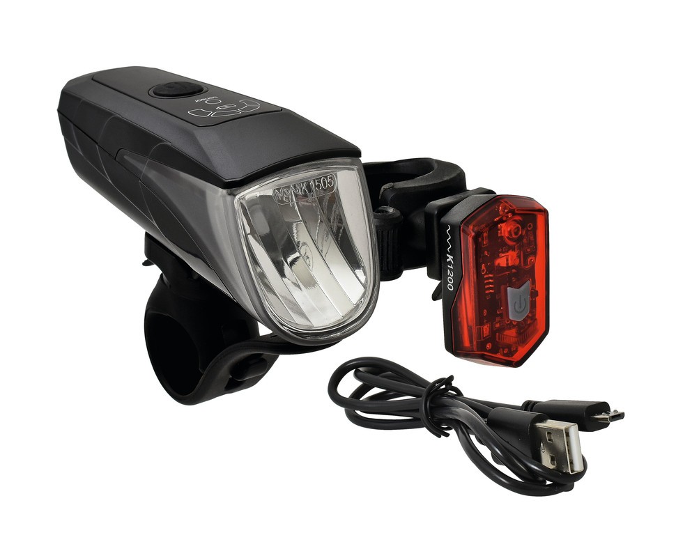 Büchel LED-Batterie-Beleuchtungs-Set 70 Lux schwarz, Lith.-Batterien, m. Halter